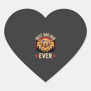 Bästa hundpappa någonsin Retro Golden Retriever Hjärtformat Klistermärke