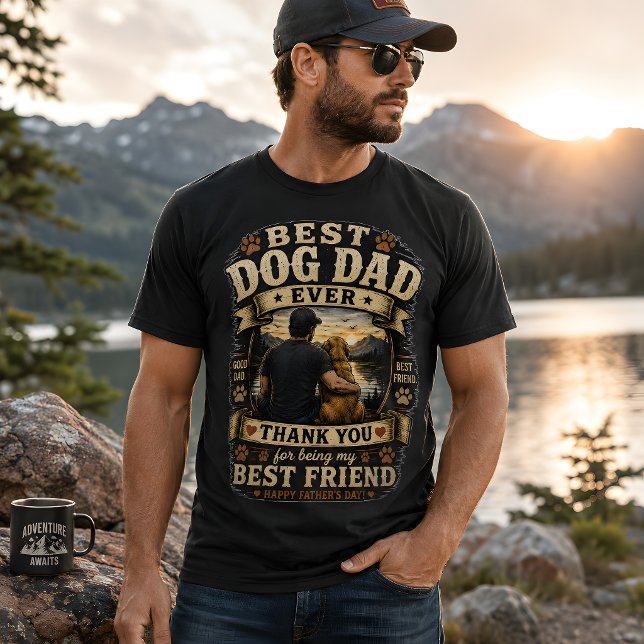 Bästa hundpappa någonsin t shirt (Best dog dad vintage style tee design with different design on the back)