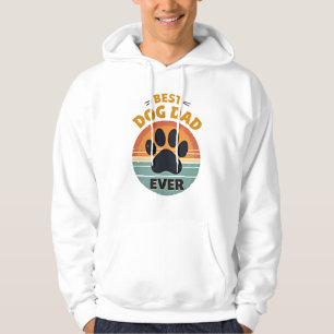 Bästa hundpappa någonsin Vintage Retro Paw Solnedg Hoodie