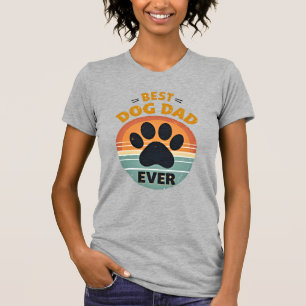 Bästa hundpappa någonsin Vintage Retro Paw Solnedg T Shirt