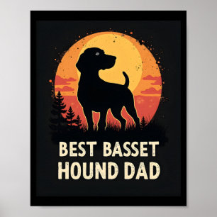 Bästa hundpappa pappa - Vintage Basset Hound T-Shi Poster