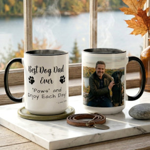 Bästa hundpappa tassar husdjur foto kaffe mugg