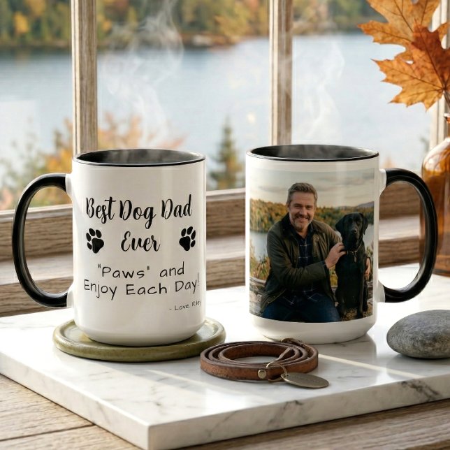 Bästa hundpappa tassar husdjur foto kaffe mugg (Skapare uppladdad)