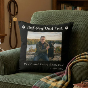 Bästa hundpappa tassar husdjur foto svart kudde
