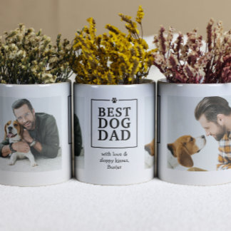 Bästa hundpappa tassavtryck 2-foto-mugg kaffemugg