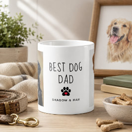 Bästa hundpappa | Två foto handskrivna text kaffe Kaffemugg