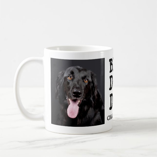 Bästa hundpappa / Två foto och text Anpassad kaffe Kaffemugg (Vänster)