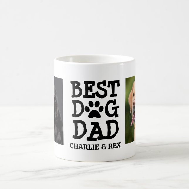 Bästa hundpappa / Två foto och text Anpassad kaffe Kaffemugg (Center)