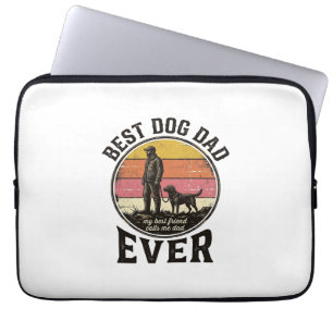 Bästa hundpappa vintage solnedgång vektor design_1 laptop fodral