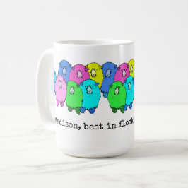 Bästa i flock, söta tecknad får, ditt namn kaffemugg