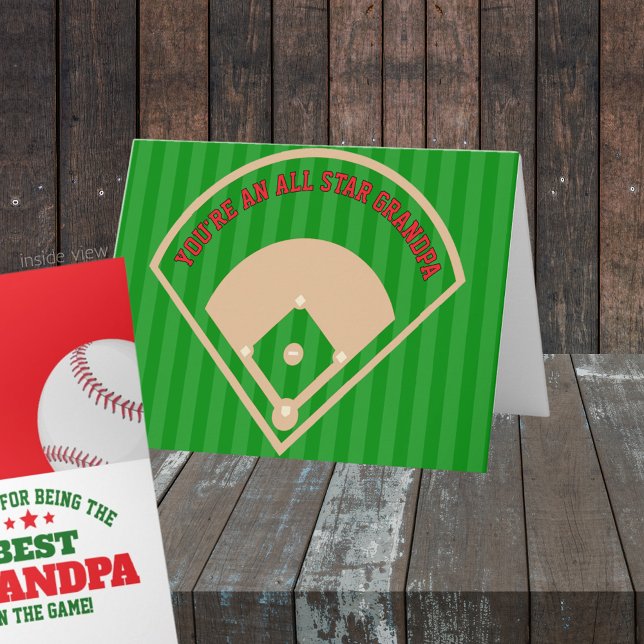 Bästa i spelet Baseboll Personlig gåva Kort (All Star Best in the Game Folding Greeting Card for Dad, Grandpa, Coach or anyone! )