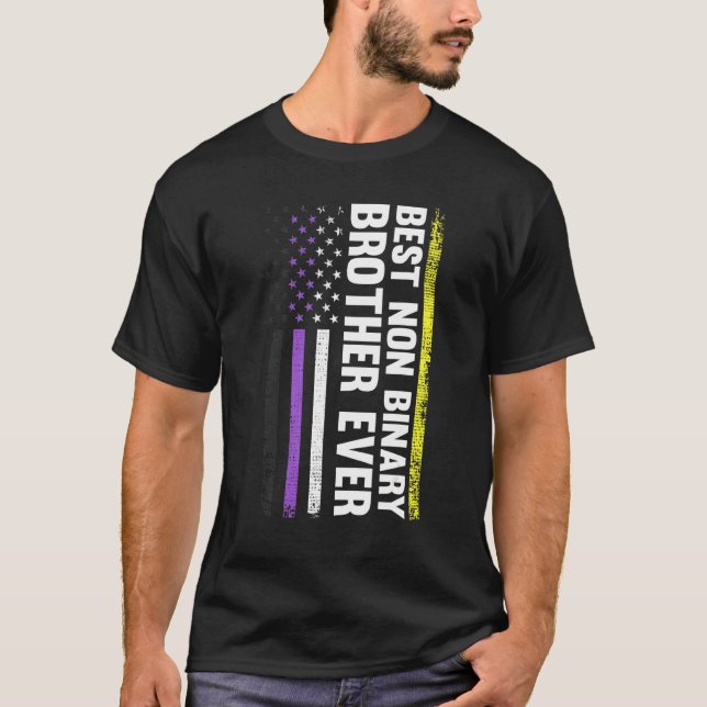 Bästa icke-binär broder någonsin LGbt Gay pride T Shirt (Framsida)