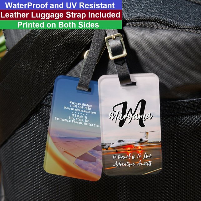 Bästa initiala namnet | Vattentäcken resemonogram Bagagebricka (Best Luggage Tag
)