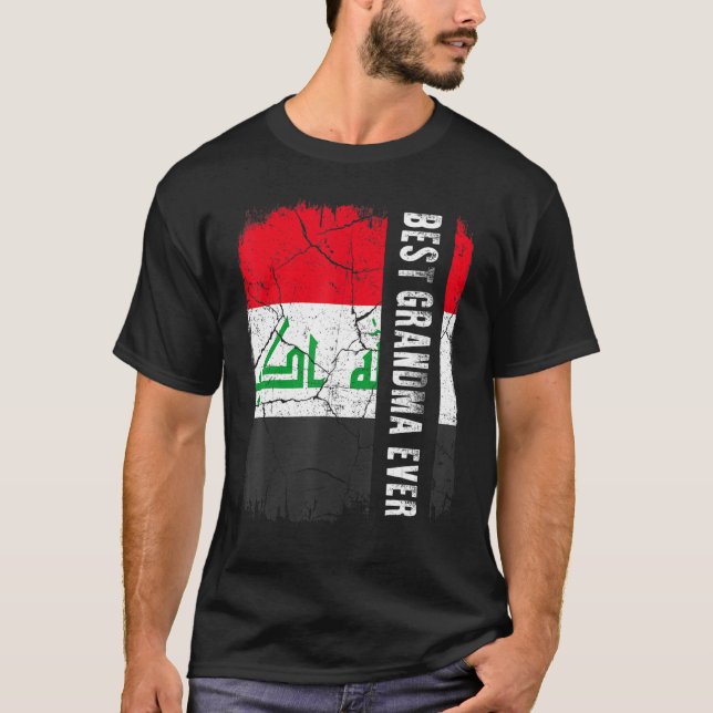 Bästa irakier Grandma Aldrig Irak Flagga Mors dag T Shirt (Framsida)