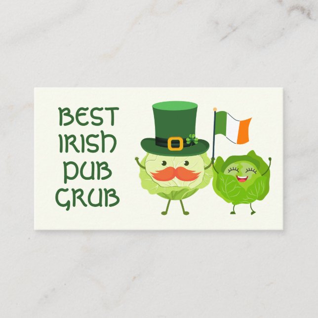 BÄSTA IRLÄNDSKA PUBBMAT Kawaii Kål St Patricks Day Visitkort (Framsida)