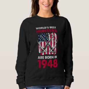 Bästa jägare födda 1948 Hjortjakt Amerikansk flagg T Shirt