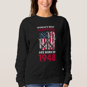 Bästa jägare födda 1948 Hjortjakt Amerikansk flagg T Shirt
