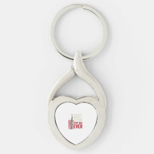 Bästa jävla styvpappa någonsin Patriotisk vintage Twisted Heart Silverfärgad Nyckelring