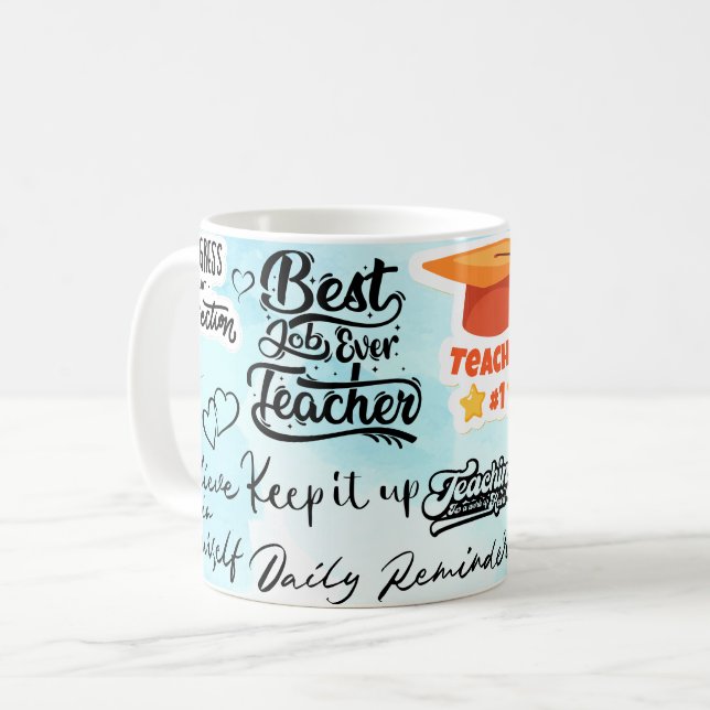 bästa jobbet någonsin lärare kaffemugg (Framsida vänster)