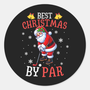Bästa jul av Par Santa Golf Spelare Golfing Lo Runt Klistermärke