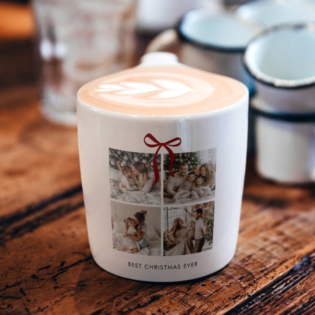 Bästa jul någonsin | Family Photo Collage Red Espressomugg (Skapare uppladdad)