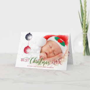 Bästa julfoto någonsin Baby Första julfoto Kort