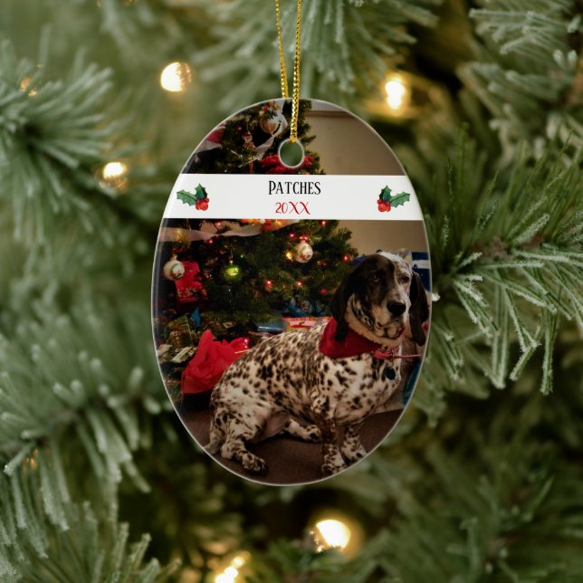 Bästa julhälsningsmall någonsin Pet Photo Template Julgransprydnad Keramik (Träd)