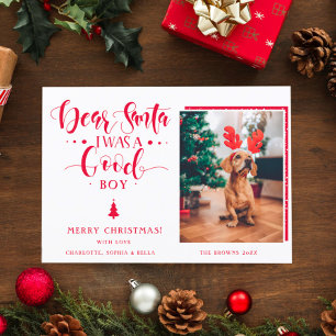 Bästa juljulpojke Photo Girl Hund Anpassningsbar Julkort