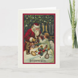 Bästa jultomten Önskemål Viktorian Santa med barn Helgkort