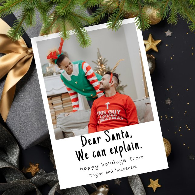 Bästa jultomten vi kan förklara julfoto julkort (Dear Santa We Can Explain Christmas Photo Holiday Card by Ricaso. A fun photo card for all ages)