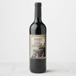 Bästa kamera för Pappa någonsin Vintage, Fars dag  Vinflaska Etikett