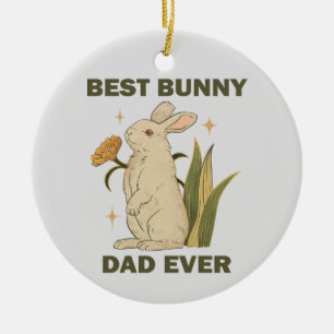 Bästa kanin-pappa någonsin Fars dag humor citat Julgransprydnad Keramik