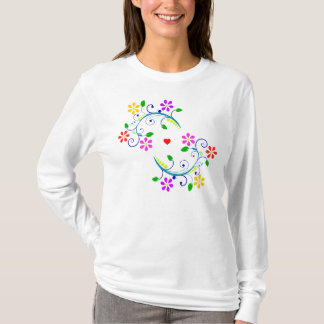 Bästa kärlek och Regnbåge-Färgad blommavit Tee Shirt