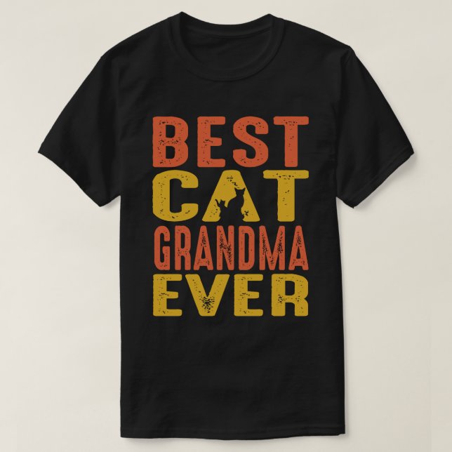 Bästa Kat GRANDMA någonsin Retro-Vintage T Shirt (Design framsida)