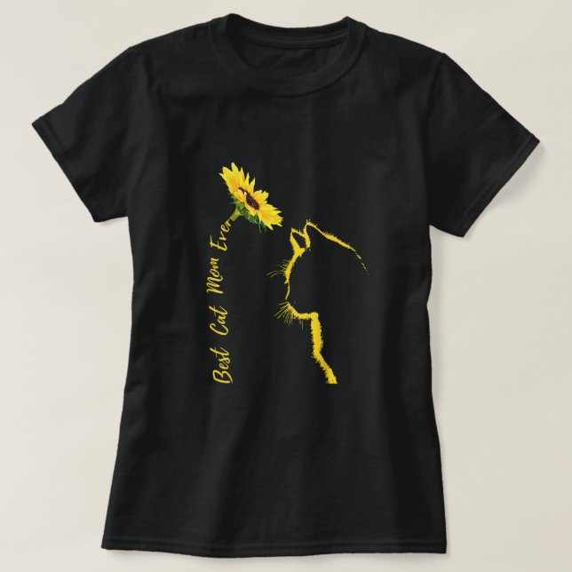 Bästa Kat Mamma all Cat Mamma Solrosblomma Mors da T Shirt (Design framsida)