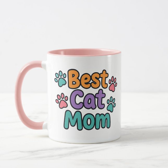 Bästa Kat Mamma Mugg med Anpassningsbar Fotofärgat (Vänster)