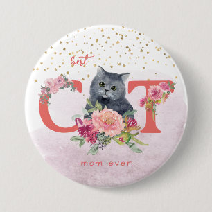 Bästa Kat Mamma någonsin Cute Kitten Lycklig Mor D Knapp