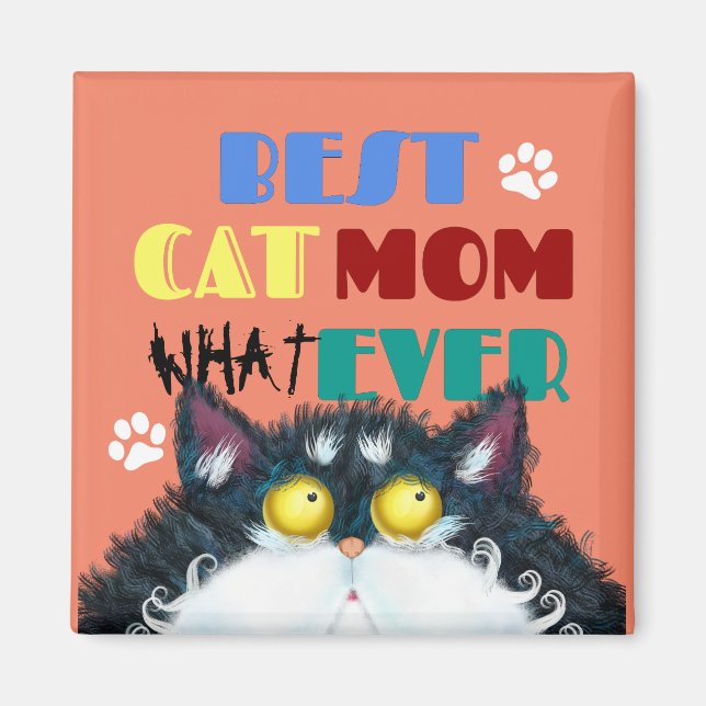 Bästa Kat Mamma någonsin | Fånig Cat Lovers Funny Magnet (Framsidan)