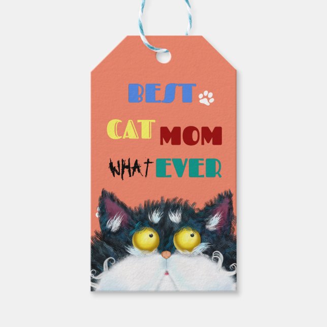 Bästa Kat Mamma någonsin | Fånig Cat Lovers Funny Presentetikett (Framsidan)