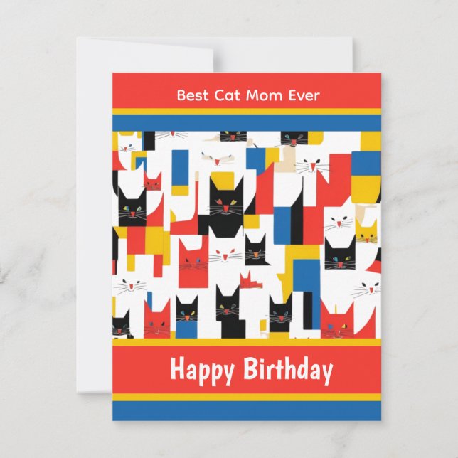 Bästa Kat Mamma någonsin färgad katter födelsedag Julkort (Framsida)