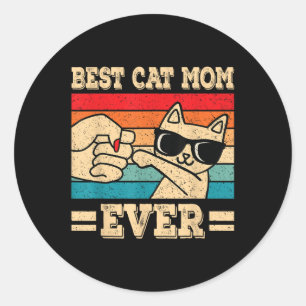 Bästa Kat Mamma någonsin funny Cat Retro Vintage C Runt Klistermärke