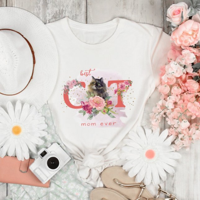 Bästa Kat Mamma någonsin Håriget Kitten Lycklig Mo T Shirt (Skapare uppladdad)