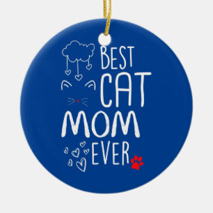 Bästa Kat Mamma någonsin Julgransprydnad Keramik