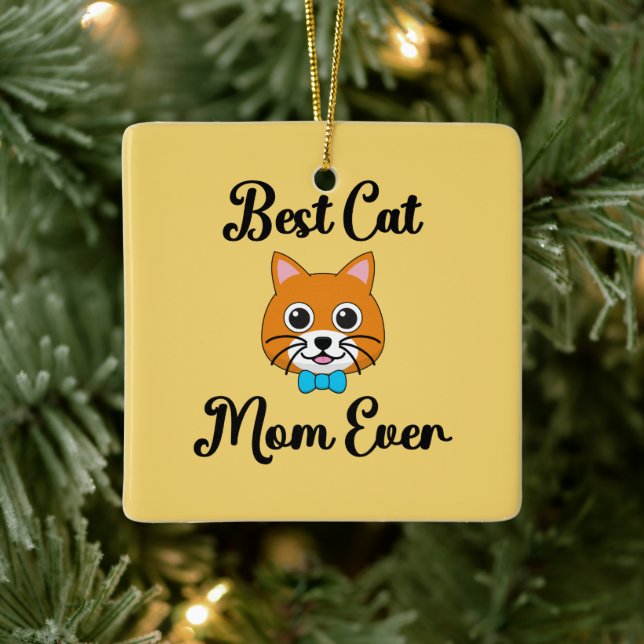 Bästa Kat Mamma någonsin Julgransprydnad Keramik (Träd)