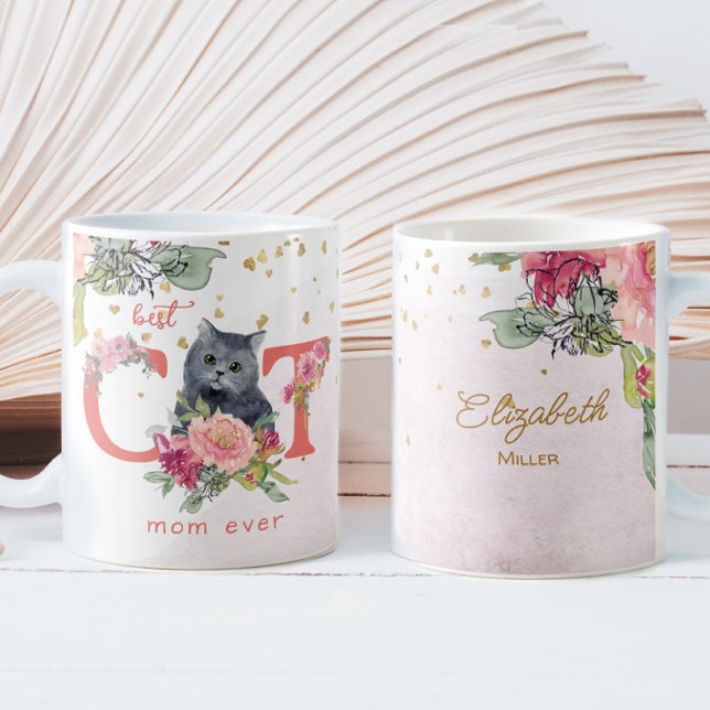 Bästa Kat Mamma någonsin Kitten Illustration Mor D Kaffemugg (Skapare uppladdad)