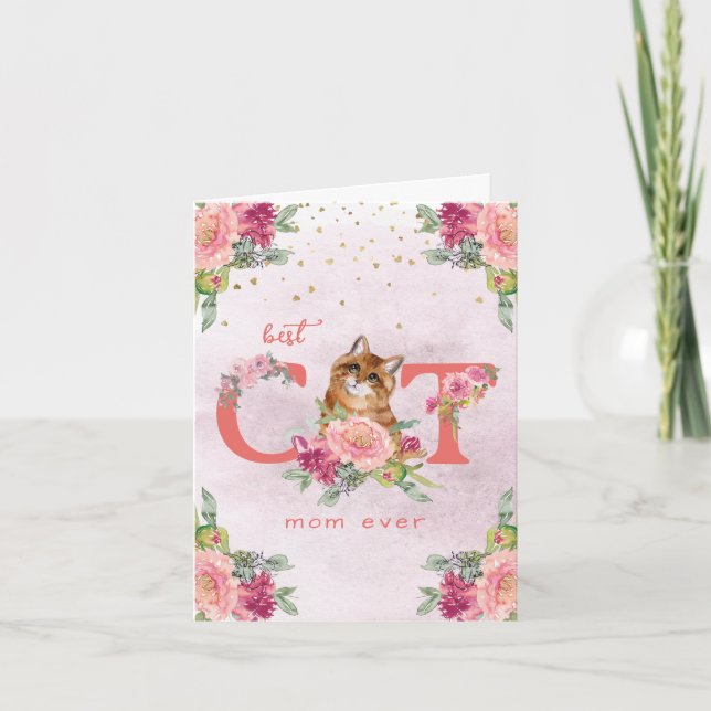 Bästa Kat Mamma någonsin Kitten Illustration Mor D Tack Kort (Framsida)
