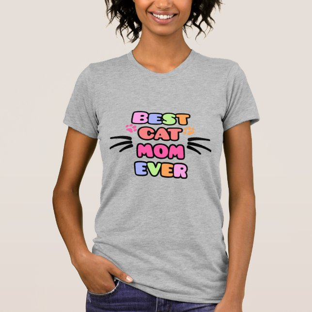 Bästa Kat Mamma någonsin med färgat bubbelteckensn T Shirt (Framsida)