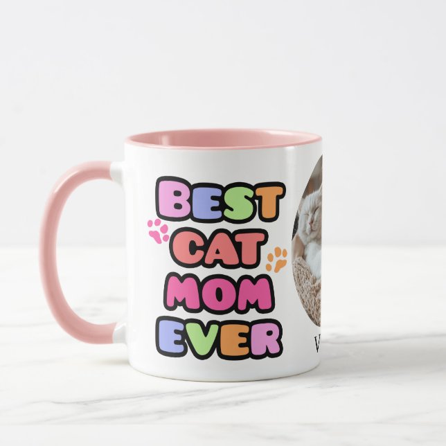 Bästa Kat Mamma någonsin Mugg med Anpassningsbar P (Vänster)
