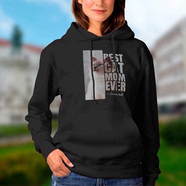 Bästa Kat Mamma någonsin Personlig Pet Photo & Nam T Shirt (Best Cat Mom Ever Photo Hoodie )