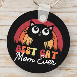 Bästa Kat Mamma någonsin Retro Vintage Rainbow For Nyckelring<br><div class="desc">Denna enkla och vintage utformning består av serif-typografi.</div>